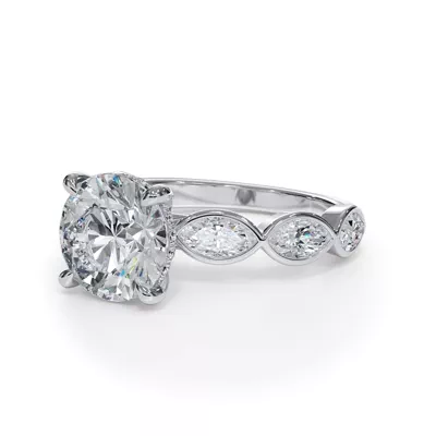 Bellora Marquise Bezel Hidden Halo Engagement Ring
