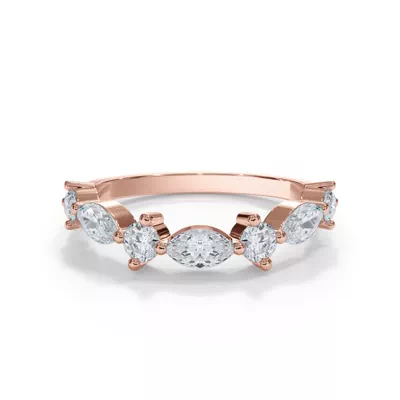 Matae Round And Marquise Diamond Curved Band