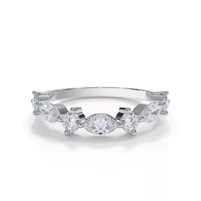 Matae Round And Marquise Diamond Curved Band