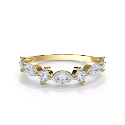 Matae Round And Marquise Lab Diamond Curved Band