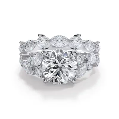 Matae Round And Marquise Diamond Curved Band