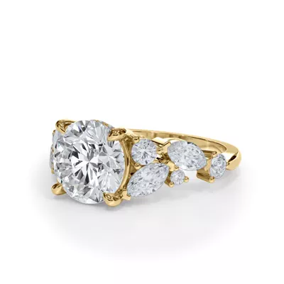 Matae Scattered Diamond With Hidden Halo Engagement Ring