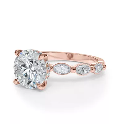 Bellora Marquise Lab Diamond Hidden Halo Engagement Ring