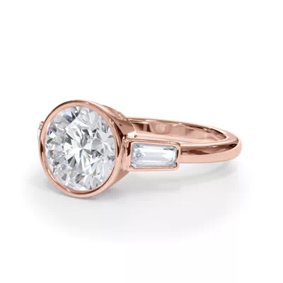 Bellora Bezel-Set Tapered Baguette Engagement Ring
