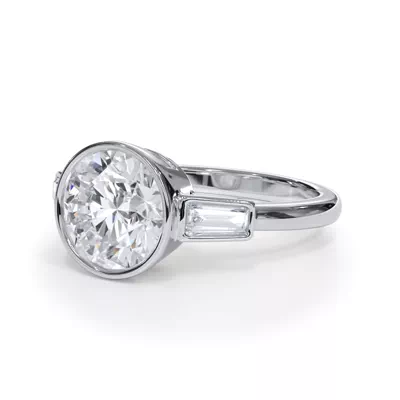 Bellora Bezel-Set Tapered Baguette Engagement Ring