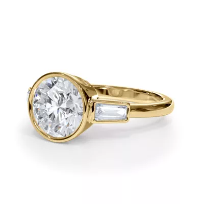 Bellora Bezel-Set Tapered Baguette Engagement Ring