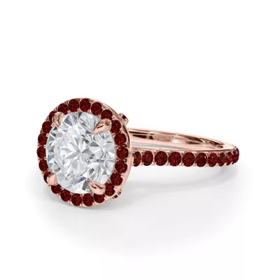 Bellora Ruby Cathedral Halo Engagement Ring