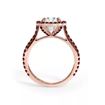 Bellora Ruby Cathedral Halo Engagement Ring