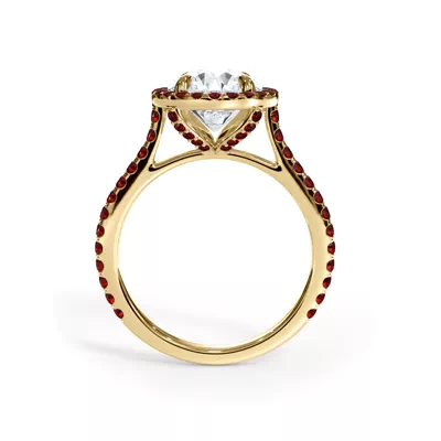 Bellora Ruby Cathedral Halo Engagement Ring