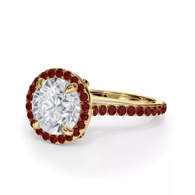 Bellora Ruby Cathedral Halo Engagement Ring