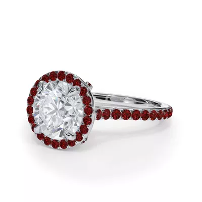 Bellora Ruby Cathedral Halo Engagement Ring