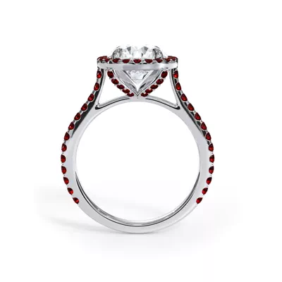 Bellora Ruby Cathedral Halo Engagement Ring