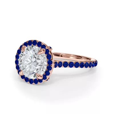 Bellora Sapphire Cathedral Halo Engagement Ring