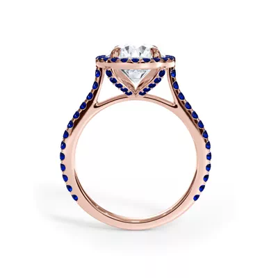 Bellora Sapphire Cathedral Halo Engagement Ring