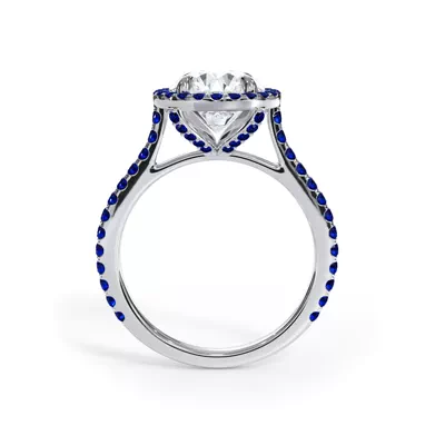 Bellora Sapphire Cathedral Halo Engagement Ring