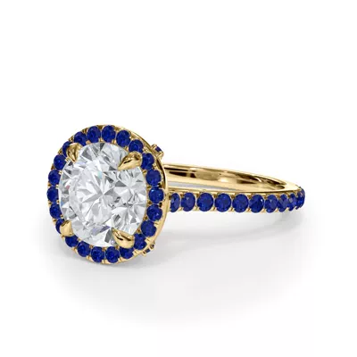 Bellora Sapphire Cathedral Halo Engagement Ring