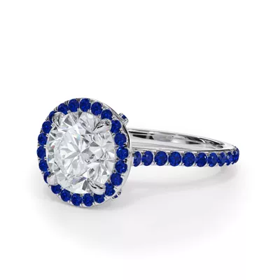 Bellora Sapphire Cathedral Halo Engagement Ring