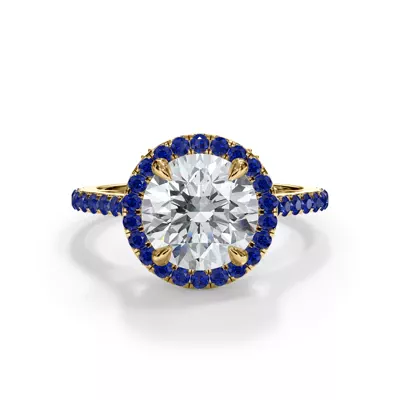 Bellora Sapphire Cathedral Halo Engagement Ring