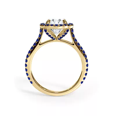 Bellora Sapphire Cathedral Halo Engagement Ring