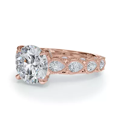 Amara Vintage Pear-Shaped Lab Engagement Ring