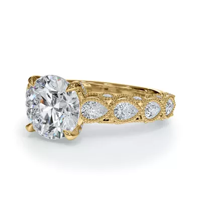 Amara Vintage Pear-Shaped Lab Engagement Ring