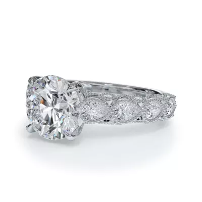 Amara Vintage Pear-Shaped Lab Engagement Ring