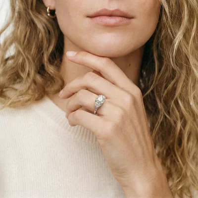 Eclipse Half-Moon Lab Engagement Ring