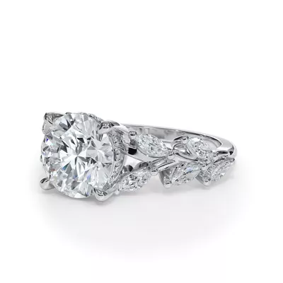 Vineyard Leaf Marquise Diamond Engagement Ring