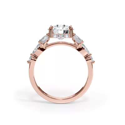 Novara Marquise Lab Demi Halo Engagement Ring