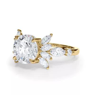 Novara Marquise Lab Demi Halo Engagement Ring