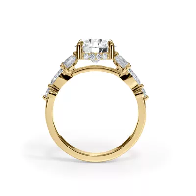 Novara Marquise Lab Demi Halo Engagement Ring