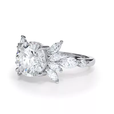 Novara Marquise Lab Demi Halo Engagement Ring