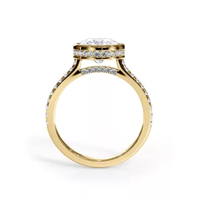 Enigma Bezel Hidden Halo Pavé Band Engagement Ring