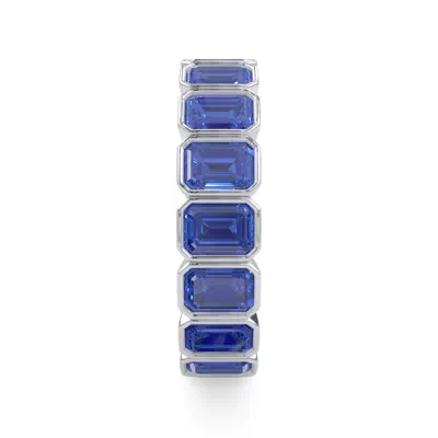 Sapphire Emerald-Cut Bezel Set Eternity Ring