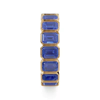 Lab Sapphire Emerald-Cut Bezel Set Eternity Ring