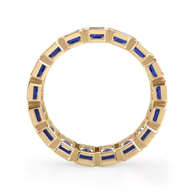 Lab Sapphire Emerald-Cut Bezel Set Eternity Ring