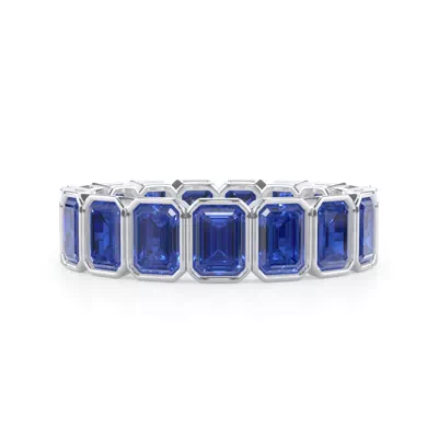 Sapphire Emerald-Cut Bezel Set Eternity Ring