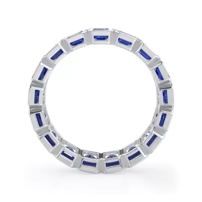 Sapphire Emerald-Cut Bezel Set Eternity Ring