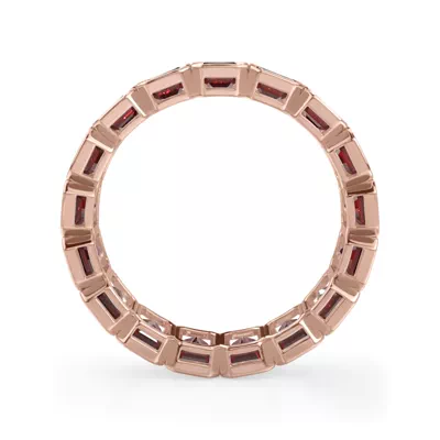 Ruby Emerald-Cut Bezel Set Eternity Ring