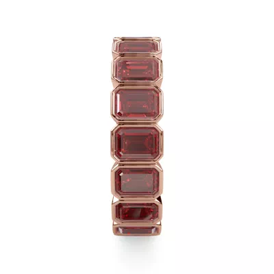 Lab Ruby Emerald-Cut Bezel Set Eternity Ring