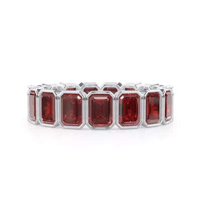 Ruby Emerald-Cut Bezel Set Eternity Ring