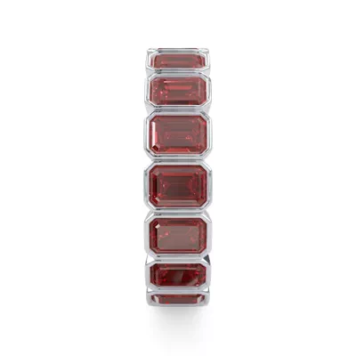 Ruby Emerald-Cut Bezel Set Eternity Ring