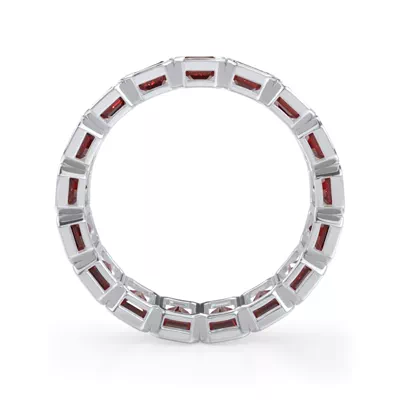 Ruby Emerald-Cut Bezel Set Eternity Ring