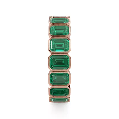 Vibrant Green Emerald Emerald-Cut Bezel-Set Eternity Ring