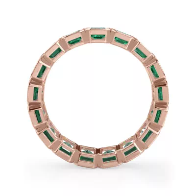 Vibrant Green Lab Emerald Emerald-Cut Bezel-Set Eternity Ring