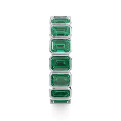 Vibrant Green Emerald Emerald-Cut Bezel-Set Eternity Ring
