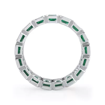 Vibrant Green Emerald Emerald-Cut Bezel-Set Eternity Ring