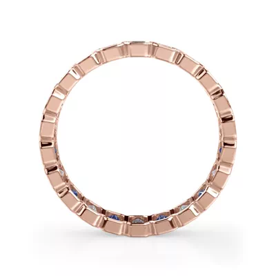 Sapphire and Diamond Emerald-Cut Bezel Eternity Band