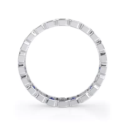 Lab Sapphire and Lab Diamond Emerald-Cut Bezel Eternity Band