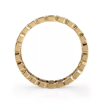 Lab Sapphire and Lab Diamond Emerald-Cut Bezel Eternity Band